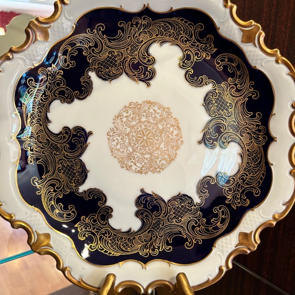 Reichenbach Fine Porcelain Cobalt Gold and White Platter Made in Germany - Picture 3 of 13